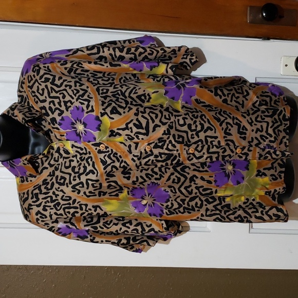 Vintage 90s Floral Blouse Button Down Womens Medium - Picture 1 of 4